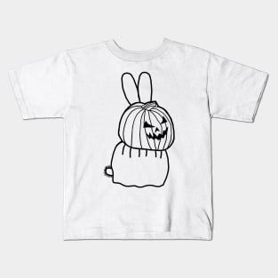 Cute Bunny Rabbit Wearing Halloween Horror Costume Minimal Line Art Kids T-Shirt